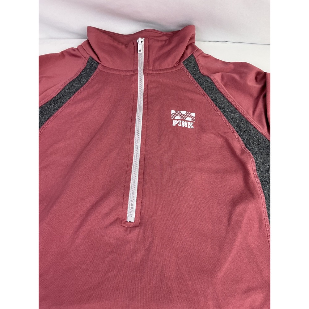 PINK Victoria Secret Quarter Zip Pullover Long Sleeve Activewear Top MED Mauve